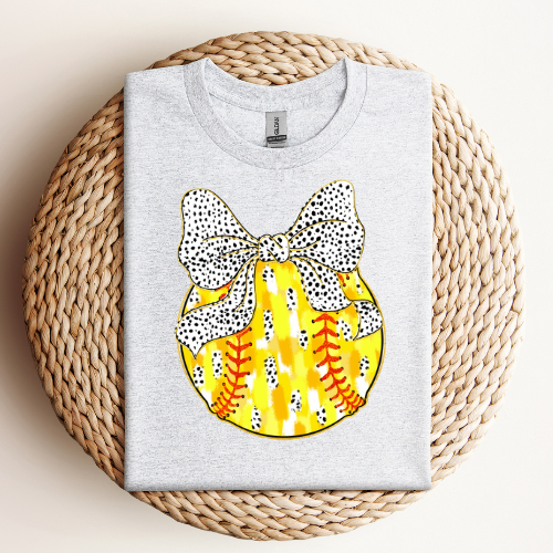 Polka Dot Bow Softball T-Shirt