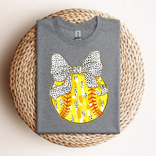 Polka Dot Bow Softball T-Shirt