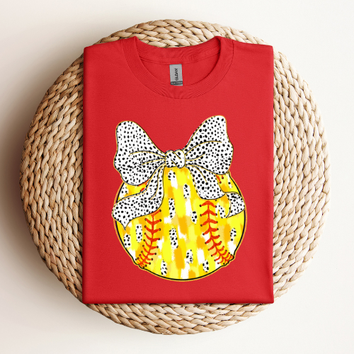 Polka Dot Bow Softball T-Shirt