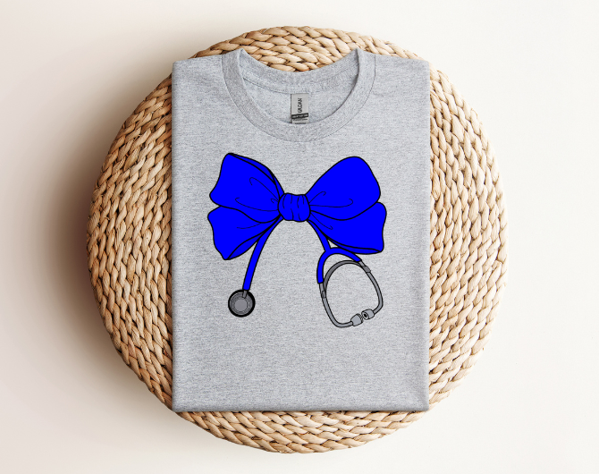 Cobalt Blue Stethoscope Bow T-Shirt