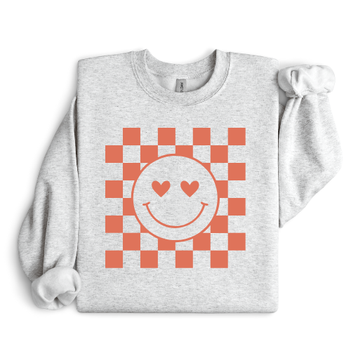 Checkered Smiley Valentine's Crew