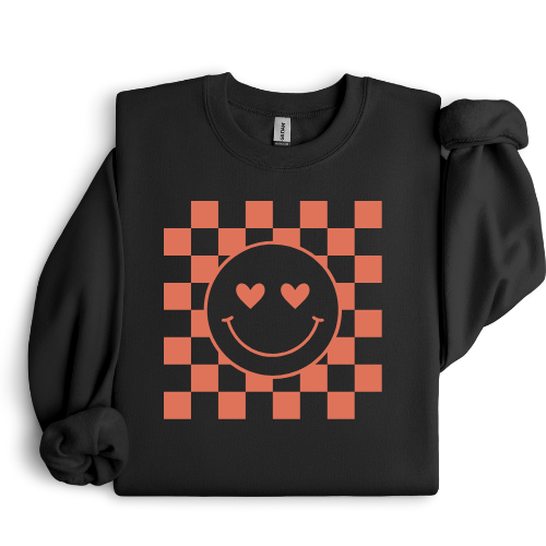 Checkered Smiley Valentine's Crew