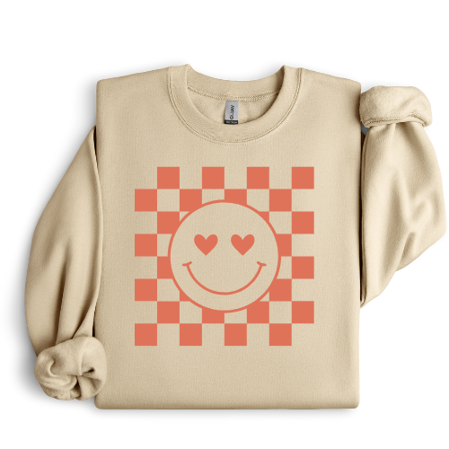 Checkered Smiley Valentine's Crew