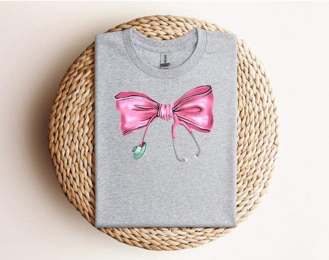 Pink Stethoscope Bow T-Shirt