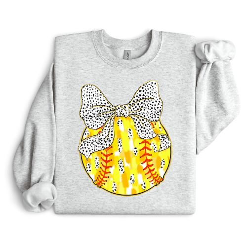 Polka Dot Bow Softball Crewneck