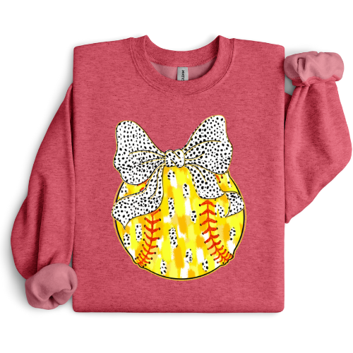 Polka Dot Bow Softball Crewneck