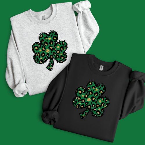 Youth Cheetah Shamrock Crewneck