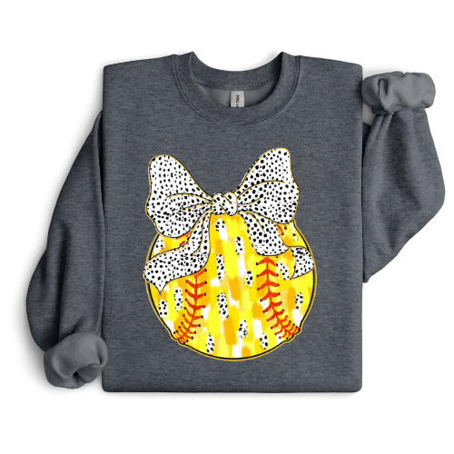 Polka Dot Bow Softball Crewneck