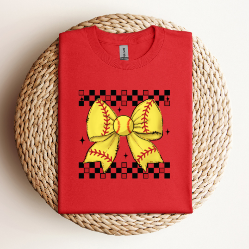 Retro Softball Bow T-Shirt