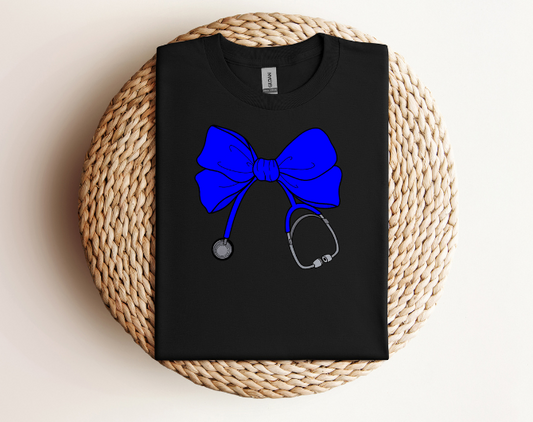Cobalt Blue Stethoscope Bow T-Shirt