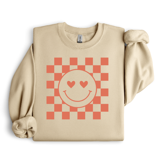 Youth Checkered Smiley Valentine's Crew