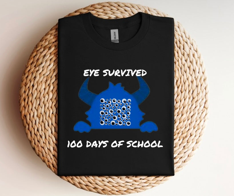 Eye survived 100 days of school monster t-shirt