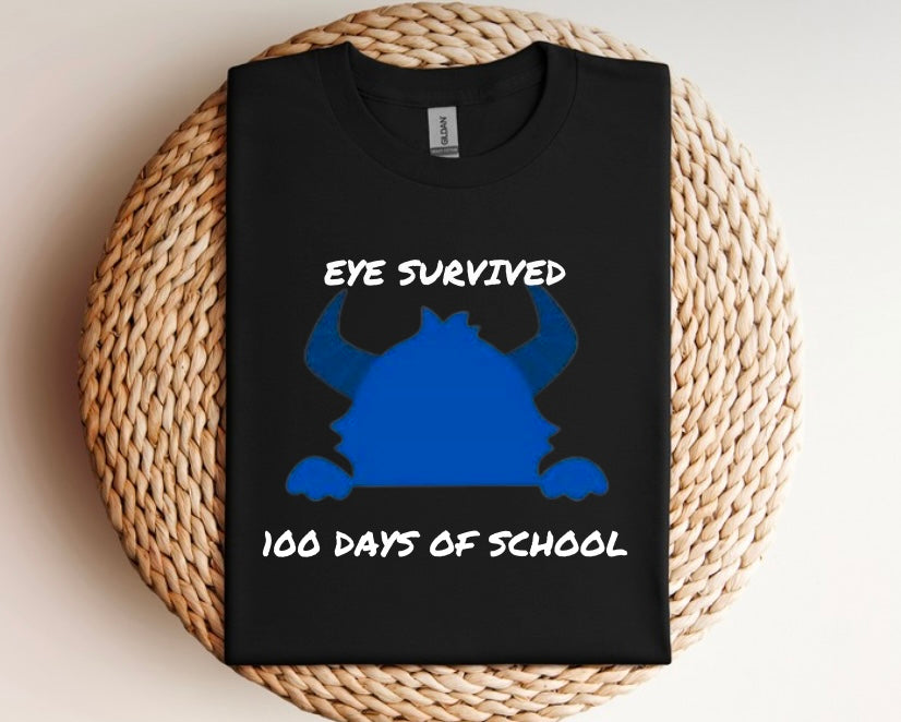 Eye survived 100 days of school monster t-shirt