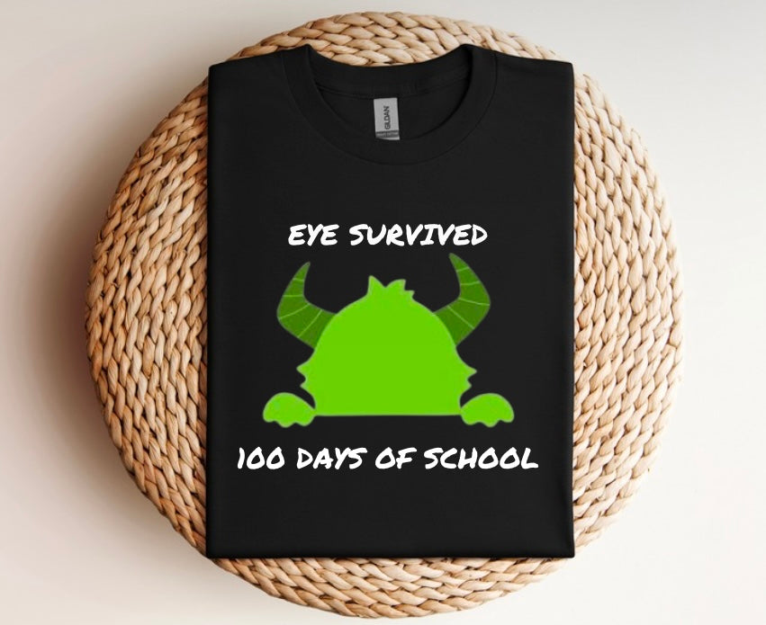 Eye survived 100 days of school monster t-shirt