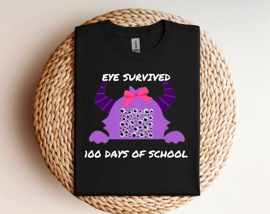 Eye survived 100 days of school monster t-shirt