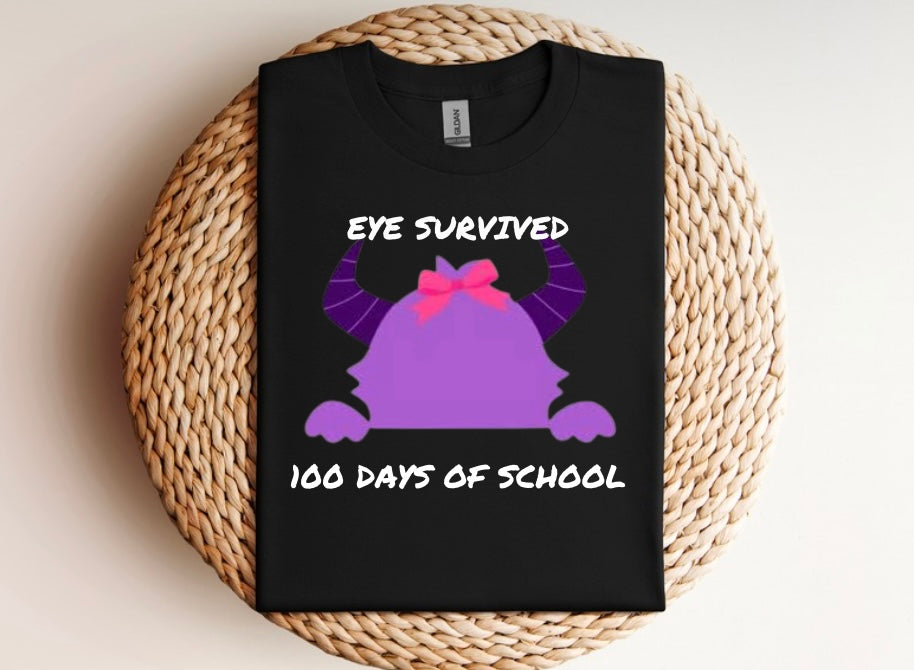 Eye survived 100 days of school monster t-shirt