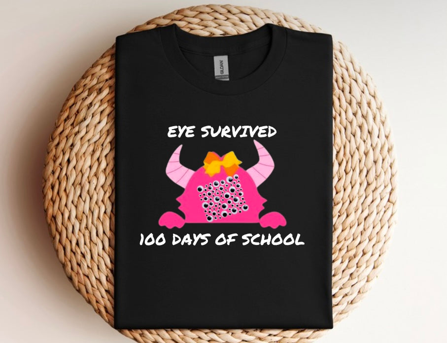 Eye survived 100 days of school monster t-shirt