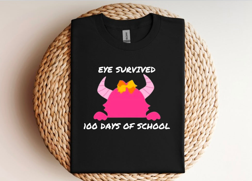 Eye survived 100 days of school monster t-shirt