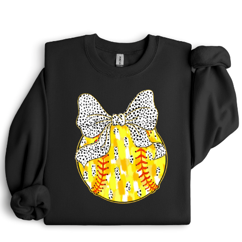 Polka Dot Bow Softball Crewneck