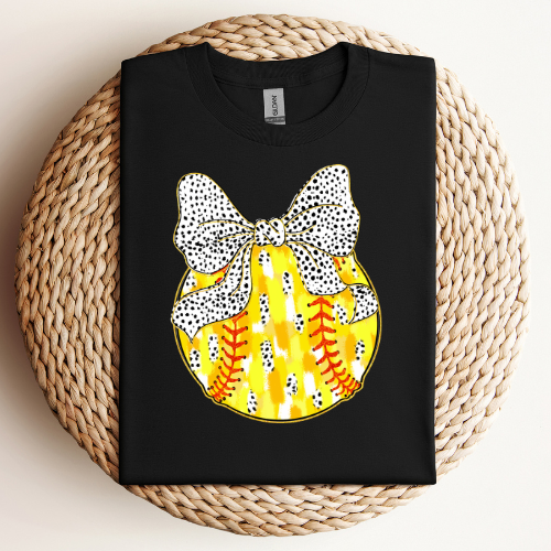 Polka Dot Bow Softball T-Shirt